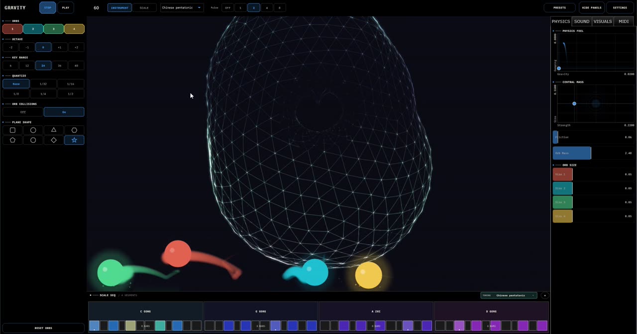Gravity - Physics-based melodic instrument