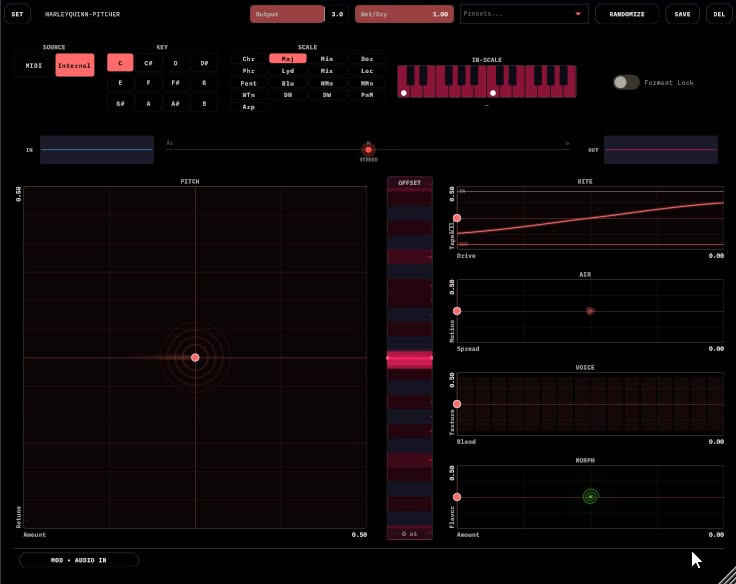 HarleyQuinn-Pitcher - Touch-first vocal processor with autotune and vocoder