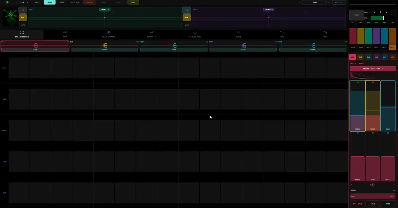 Intellectualist - 5-channel drum machine and live performance synthesizer