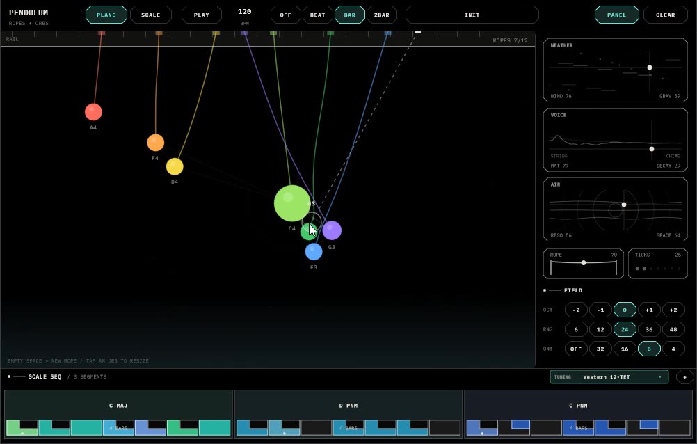 Pendulum - Physics playground of ropes and orbs that plays itself